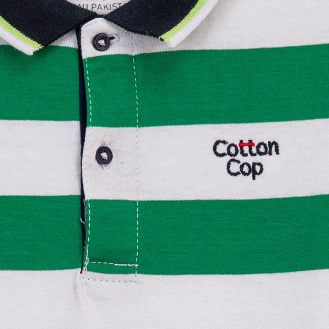 GREEN AND WHITE STRIPPER POLO