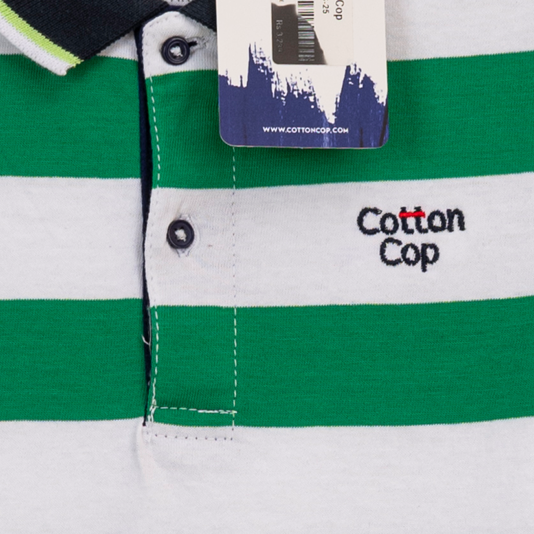 GREEN AND WHITE STRIPPER POLO
