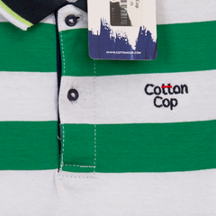 GREEN AND WHITE STRIPPER POLO