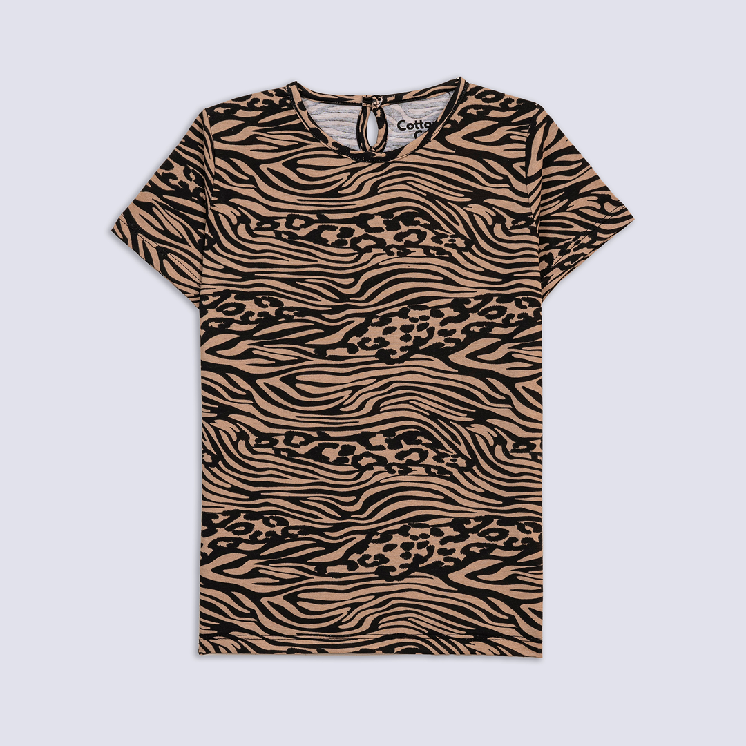 BROWN TIGER STRIPE TEE