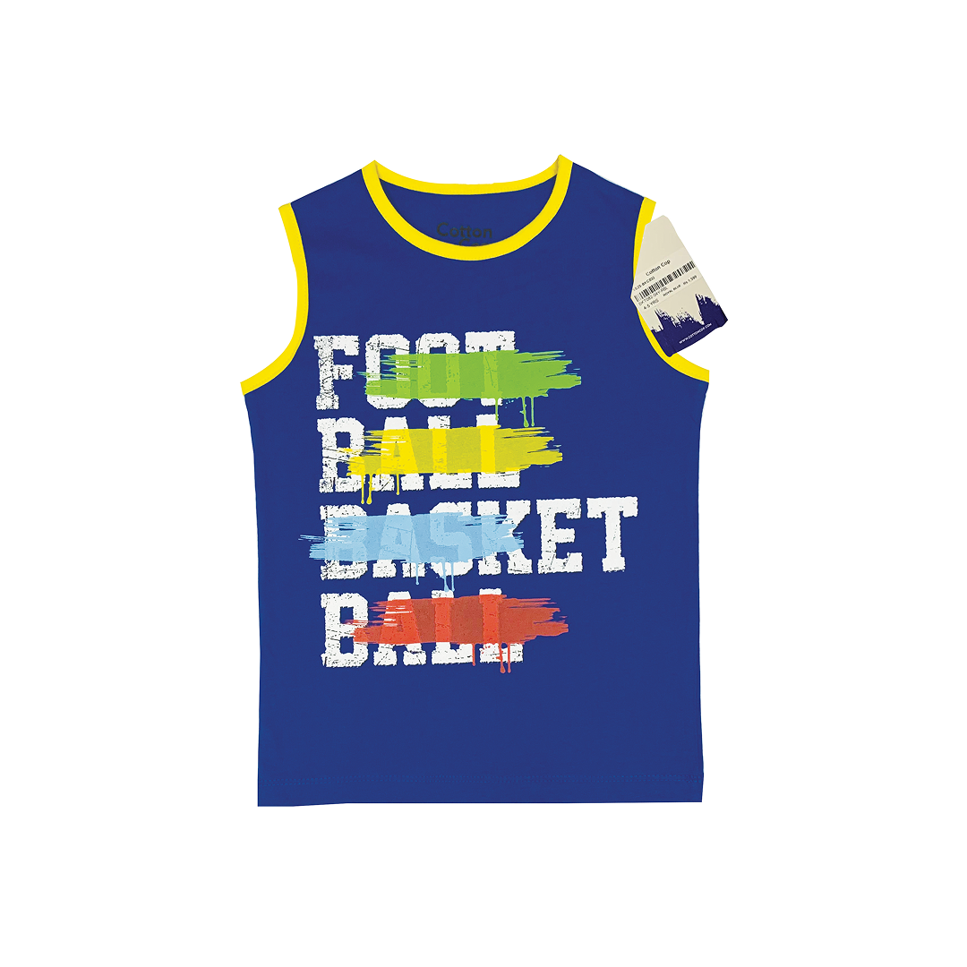 BOYS REGULAR FIT BLUE TANK TOP