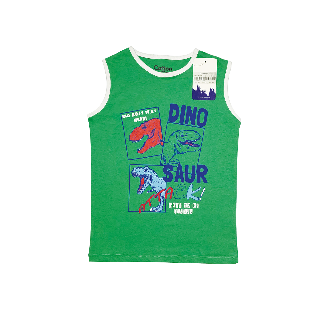 BOYS REGULAR FIT GREEN TANK TOP