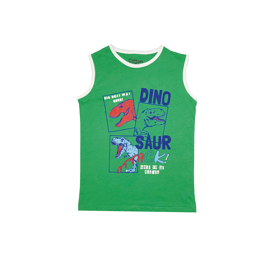 BOYS REGULAR FIT GREEN TANK TOP