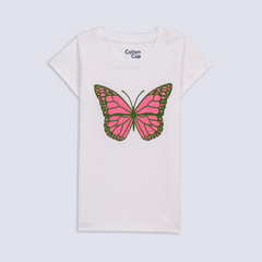 PINK BUTTERFLY ART PRINTED TEE