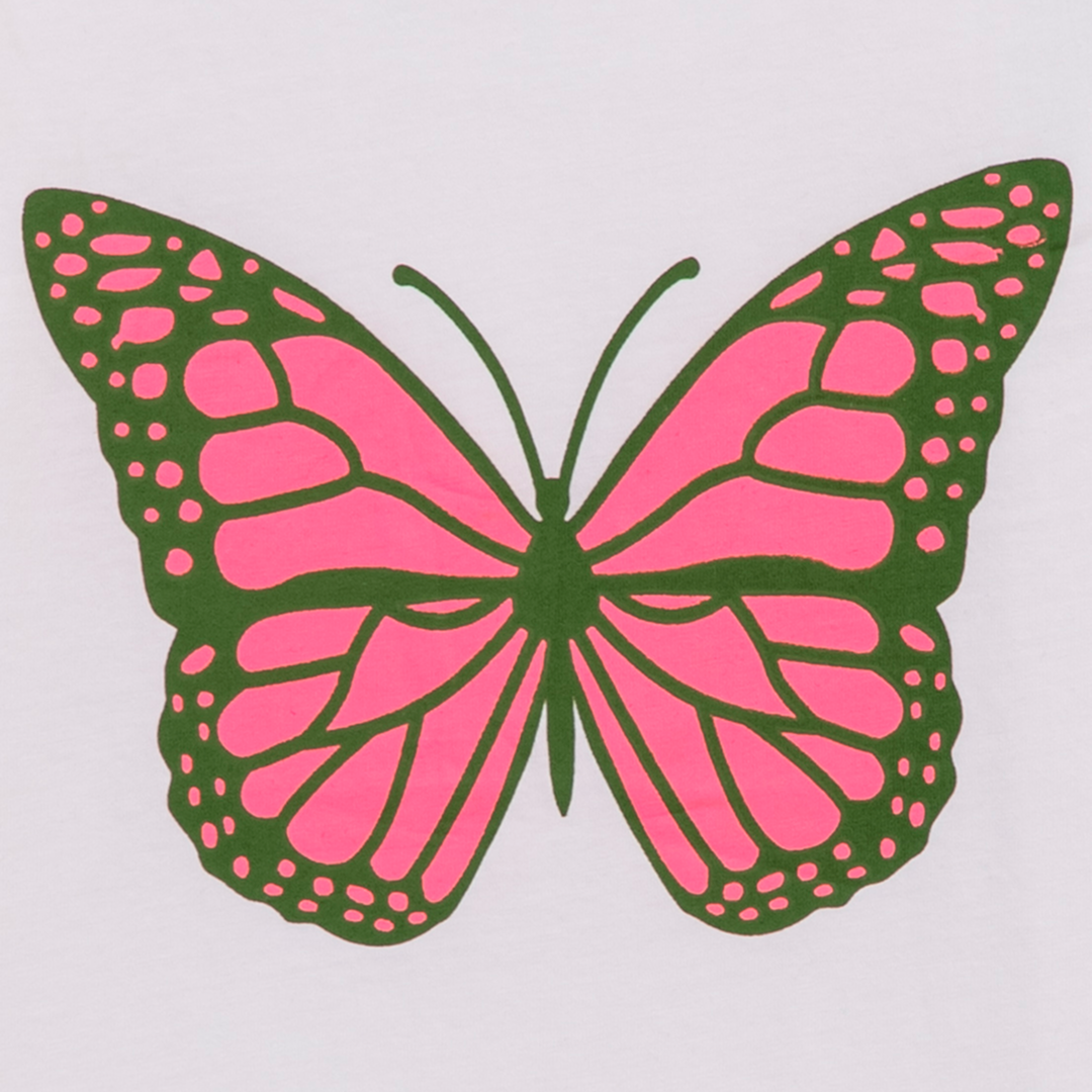 PINK BUTTERFLY ART PRINTED TEE