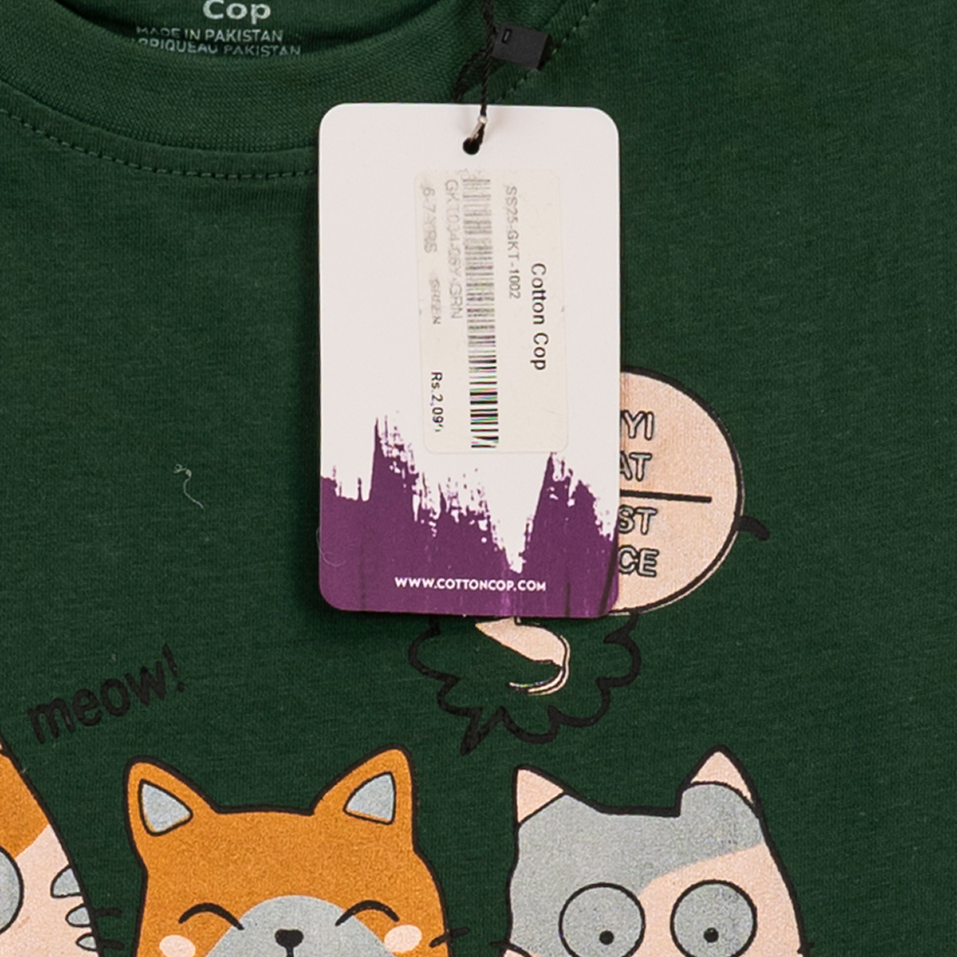 CUTE 3 CATS PRINTED TEE