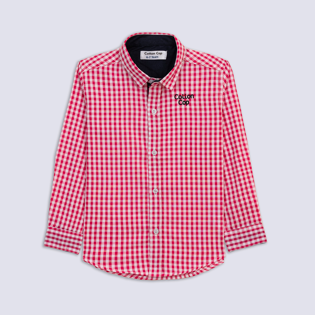 BOYS CHECKED PINK CASUAL SHIRT