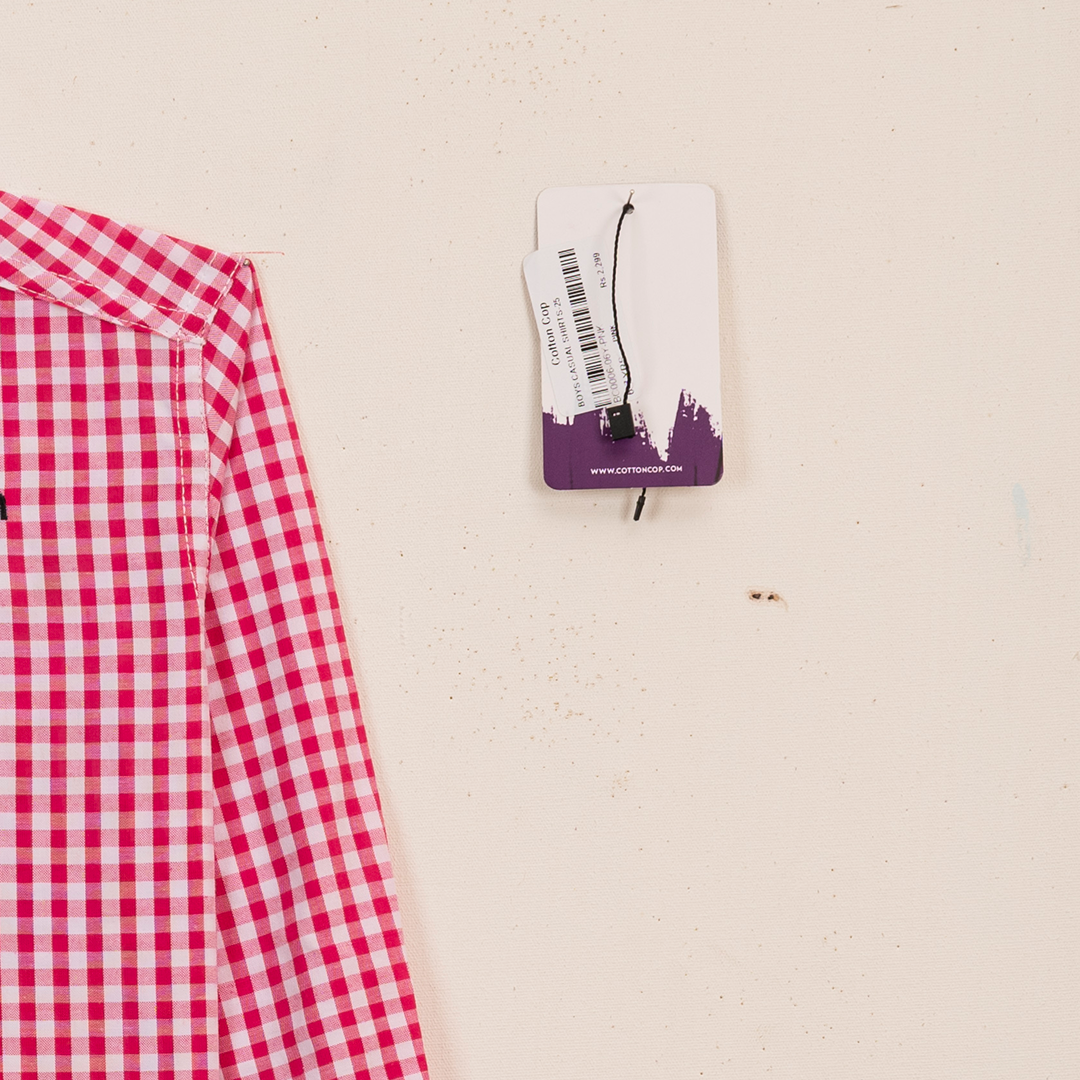 BOYS CHECKED PINK CASUAL SHIRT